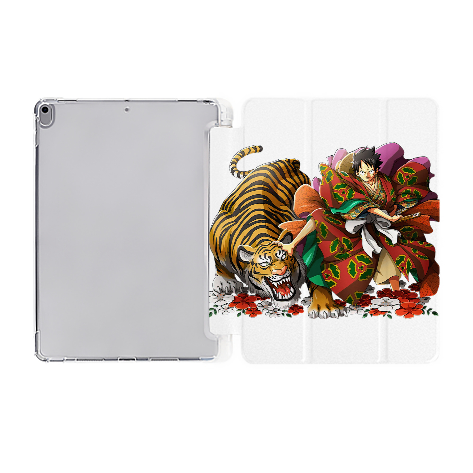 （画像用） ワンピース モンキー・D・ルフィ ONE PIECE Monkey D. Luffy IPad ケース ペン収納付き 三つ折りスタンド PUレザー×シリコン 対応機種9.5/10.5/10.9インチ